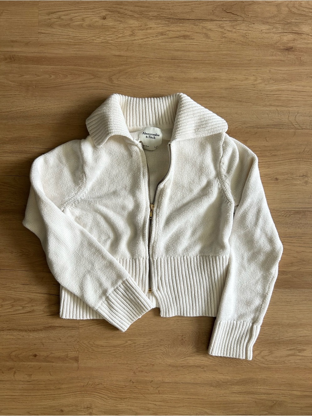 Abercrombie White Full Zip Collared Sweater Jacket